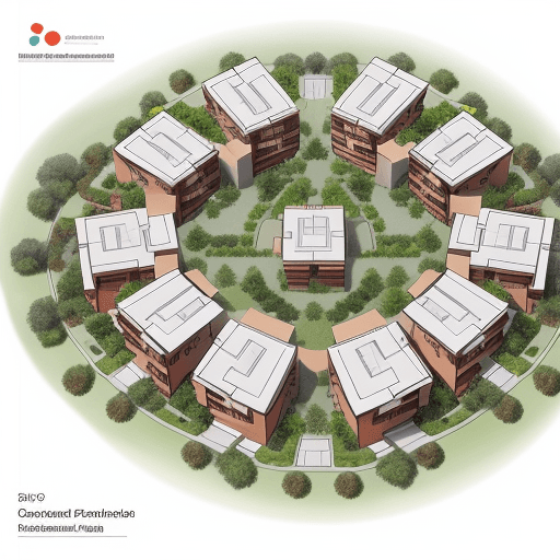 AI generated: Sample sketch of a residential complex with a climatic pattern for more communication of the people ...