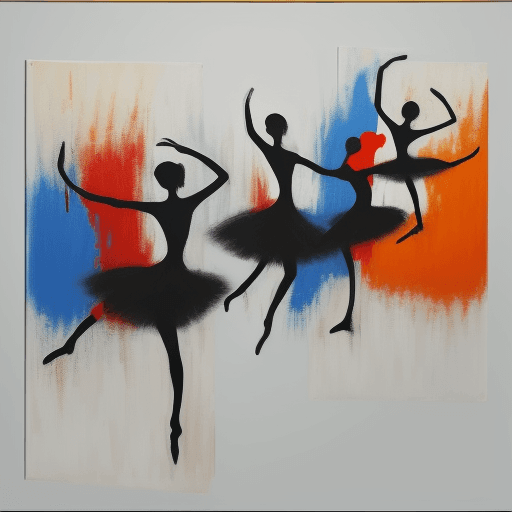 AI generated: abstract painting in acrylic, subtly touching on concepts of music and dance using abstract figures