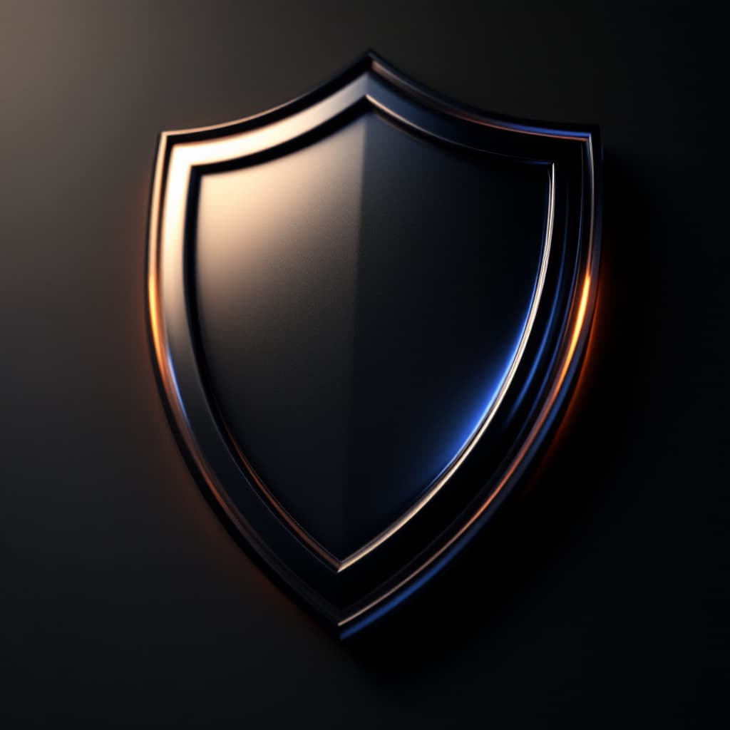 AI generated: A highly detailed cinematic shot focusing on a 3D shield emblem, representing a badge in shape of sh...