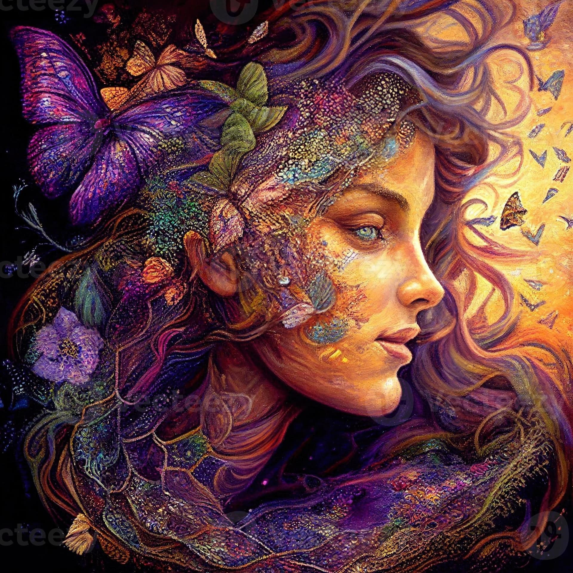 AI generated: beautiful girl with butterfly