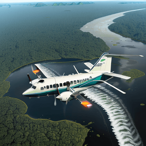 AI generated: CRIE UMA IMAGEM REALISTA onde um avião Cessna Grand Caravan, com o prefixo PR-MNS, está voando sobre...
