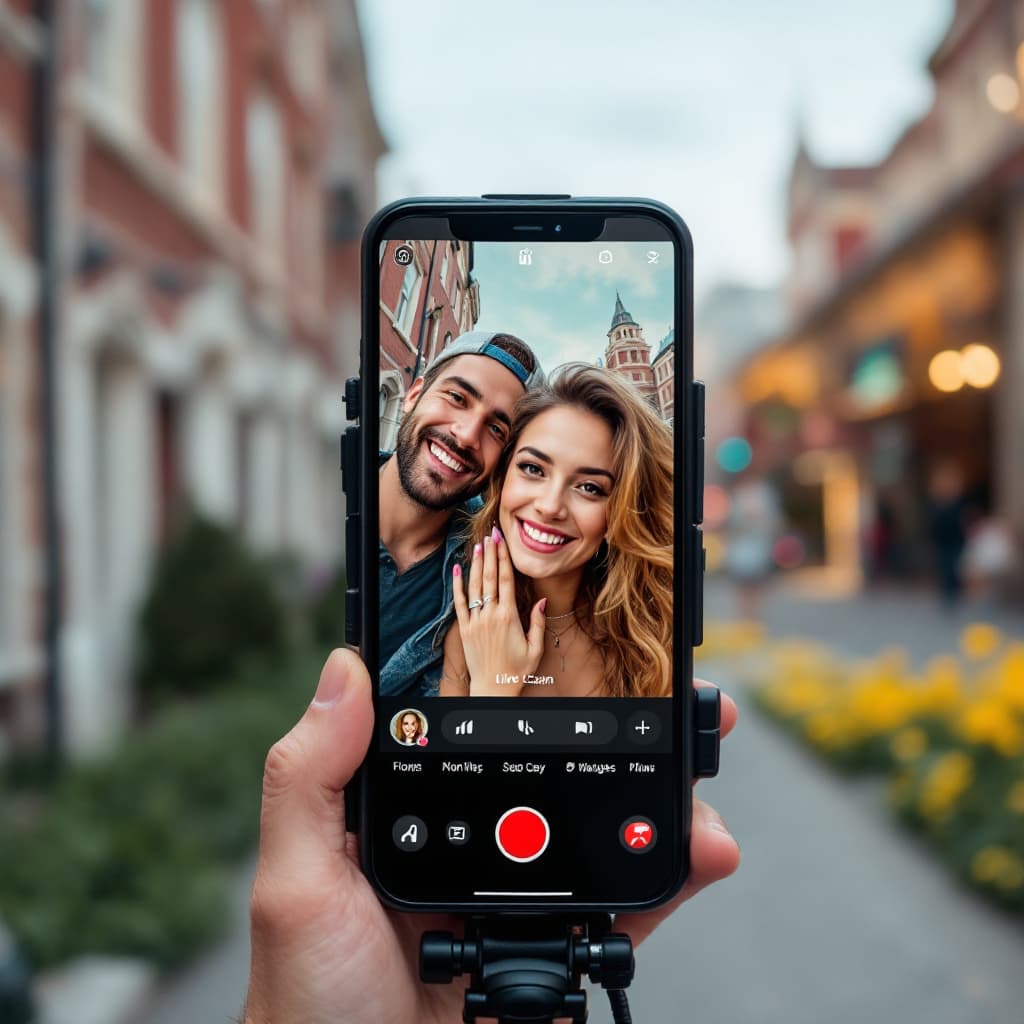 AI generated: influencer instagram front of cam make live streaming


