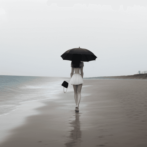 AI generated: A very white girl is walking on the beach holding an umbrella
There are very dark girls sitting on t...