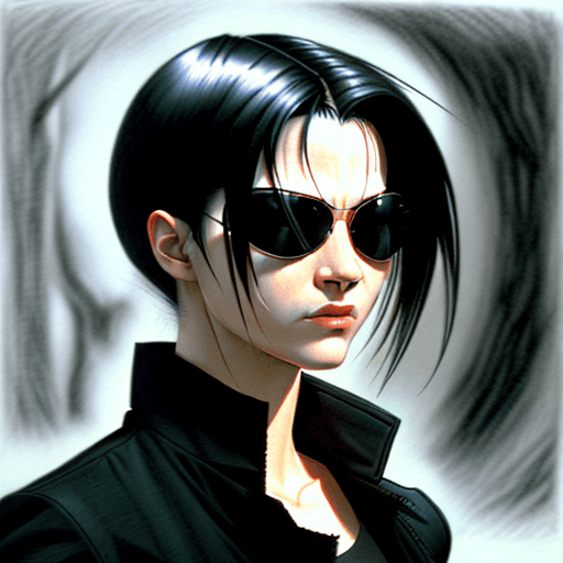 AI generated:  Neo from the Matrix, pencil art