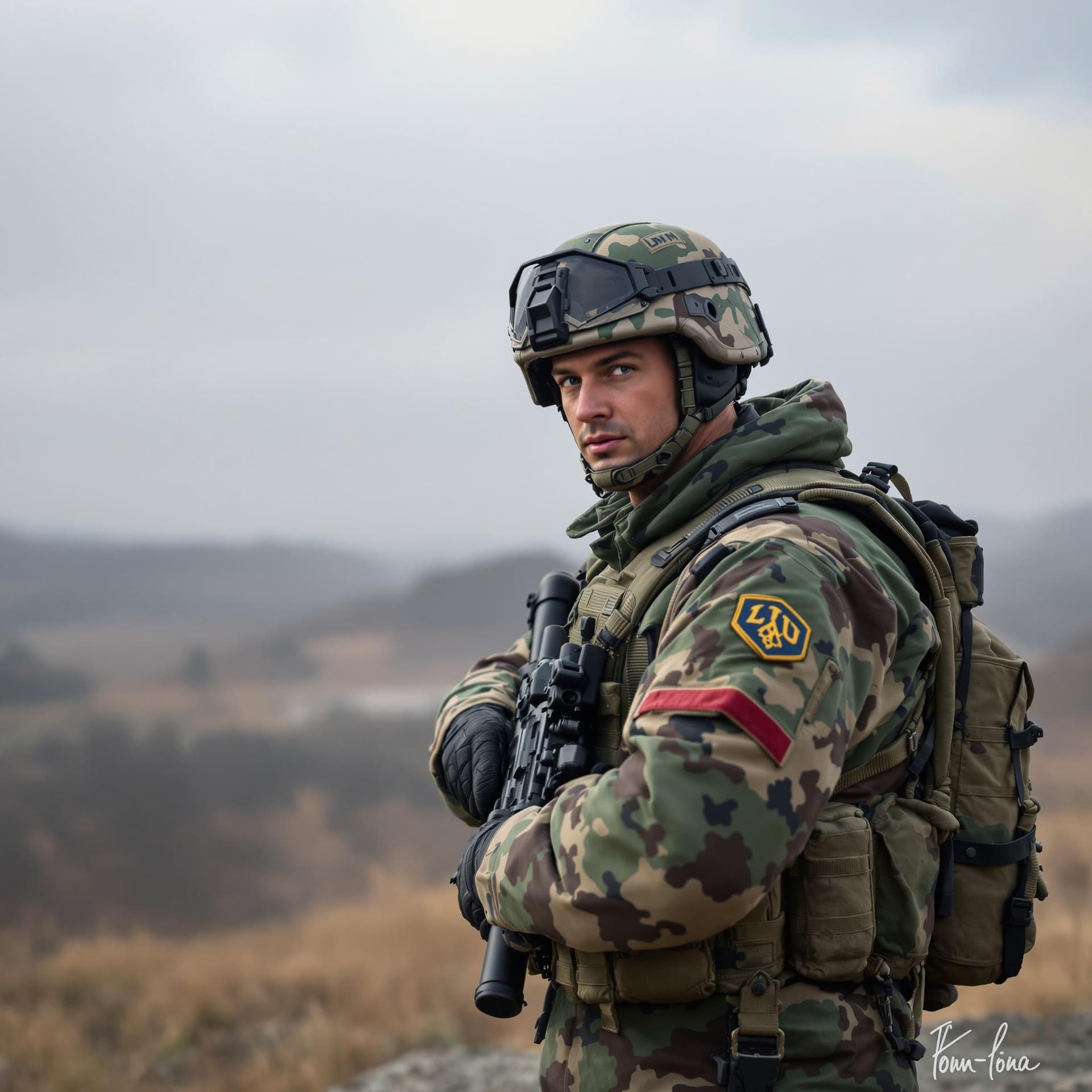 AI generated: I need a Ukrainian soldier who is in the process of training