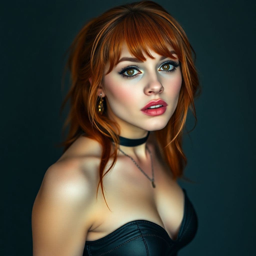 AI generated: velma from scooby-doo, beautiful charismatic girl, showing piercing, athletic body, a woman an orang...