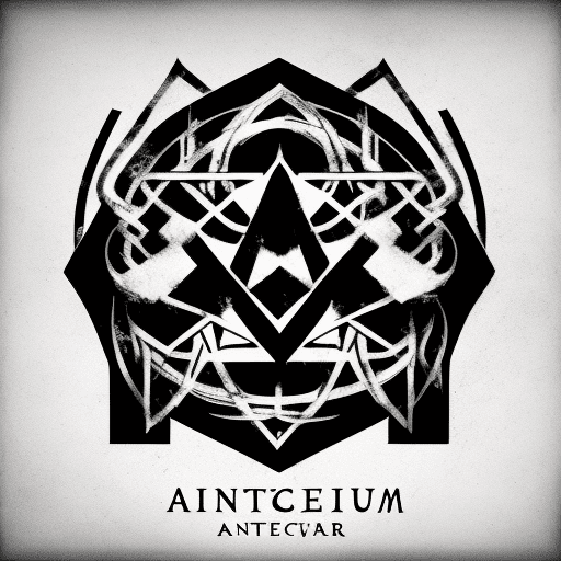 AI generated: Bandlogo for a Introspective Black Metal, Black and white, vector art, with the word Antiversum