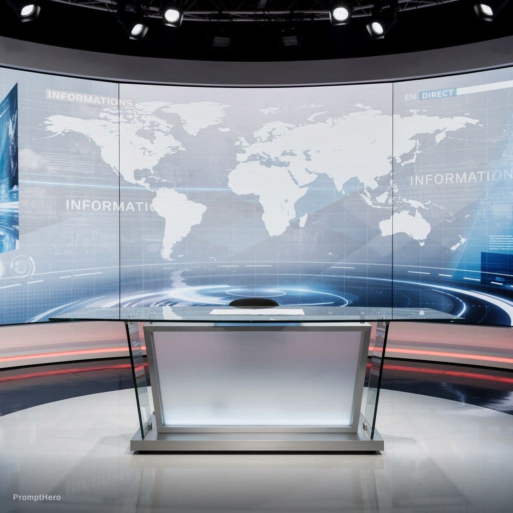 AI generated: je veux une image de fond pour un studio de présentation des informations 