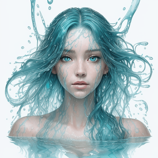AI generated: Masterpiece, Stunning, Best quality, a half body portrait of a mermaid as made of water, half body s...