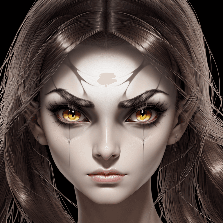 AI generated: A photograph of Extremely beautiful girl evil Demon has an oval face with high cheekbones and a thin...