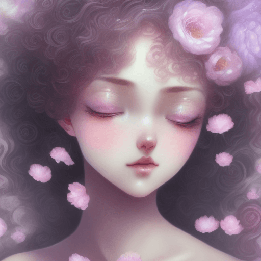 AI generated: Romanticism meets surrealism, close up shot of dreamy girl, manga style, ethereal lighting, Concept ...