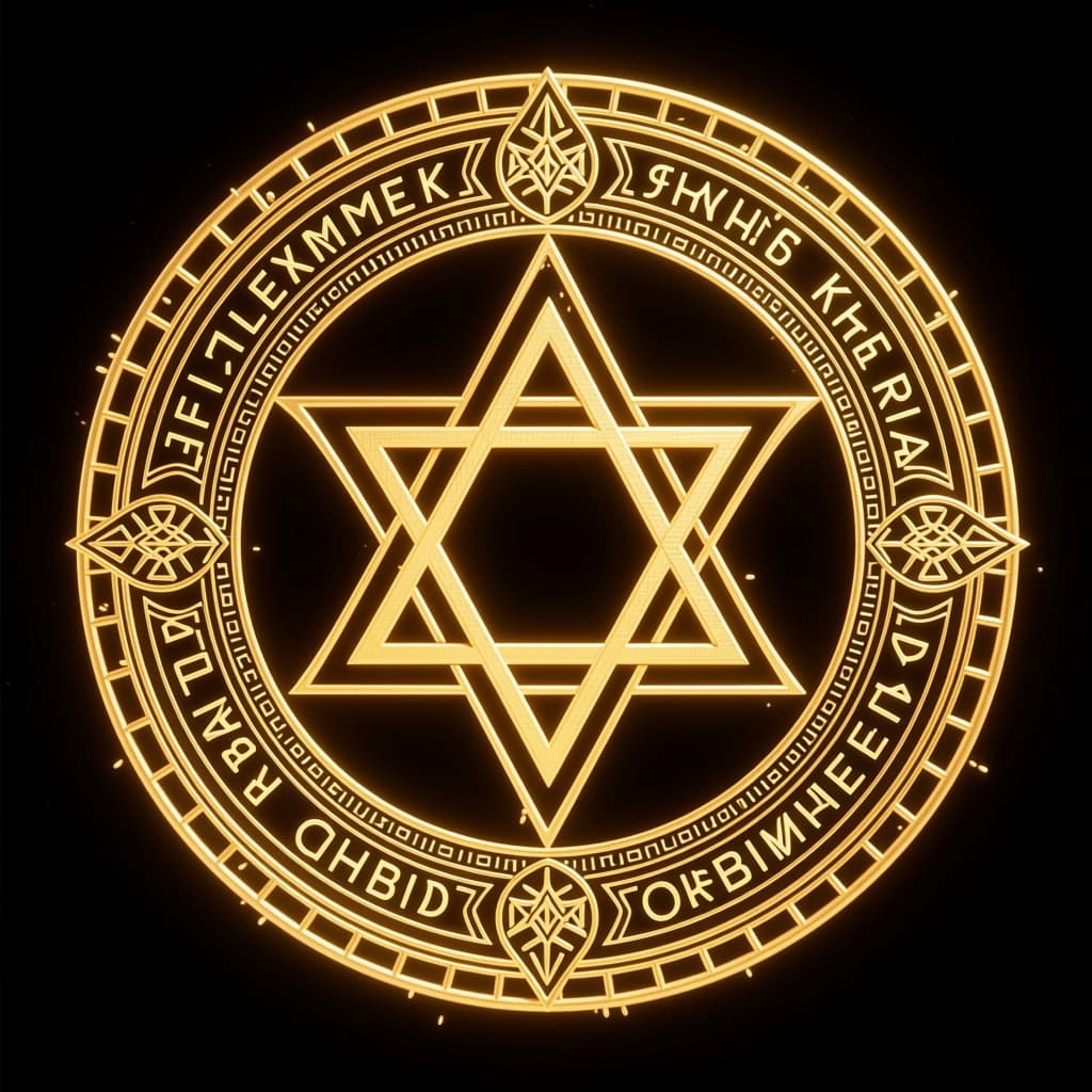 AI generated: Create an intricate illustration of a mystical symbol, featuring a prominent star within a circular ...
