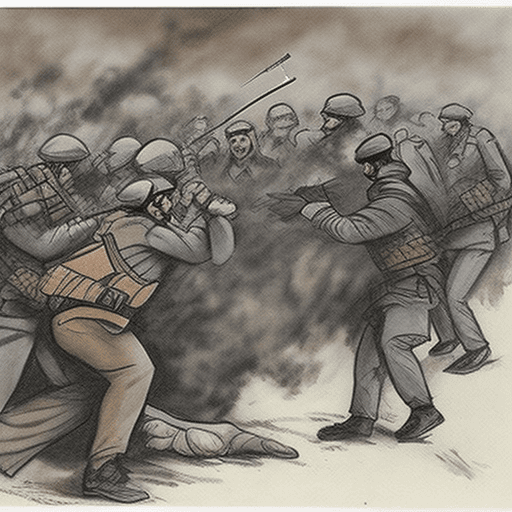 AI generated: A drawing of an Armenian victimized, Unprotected,  Ambushed, Targeted, Vulnerable, and Attacked by t...