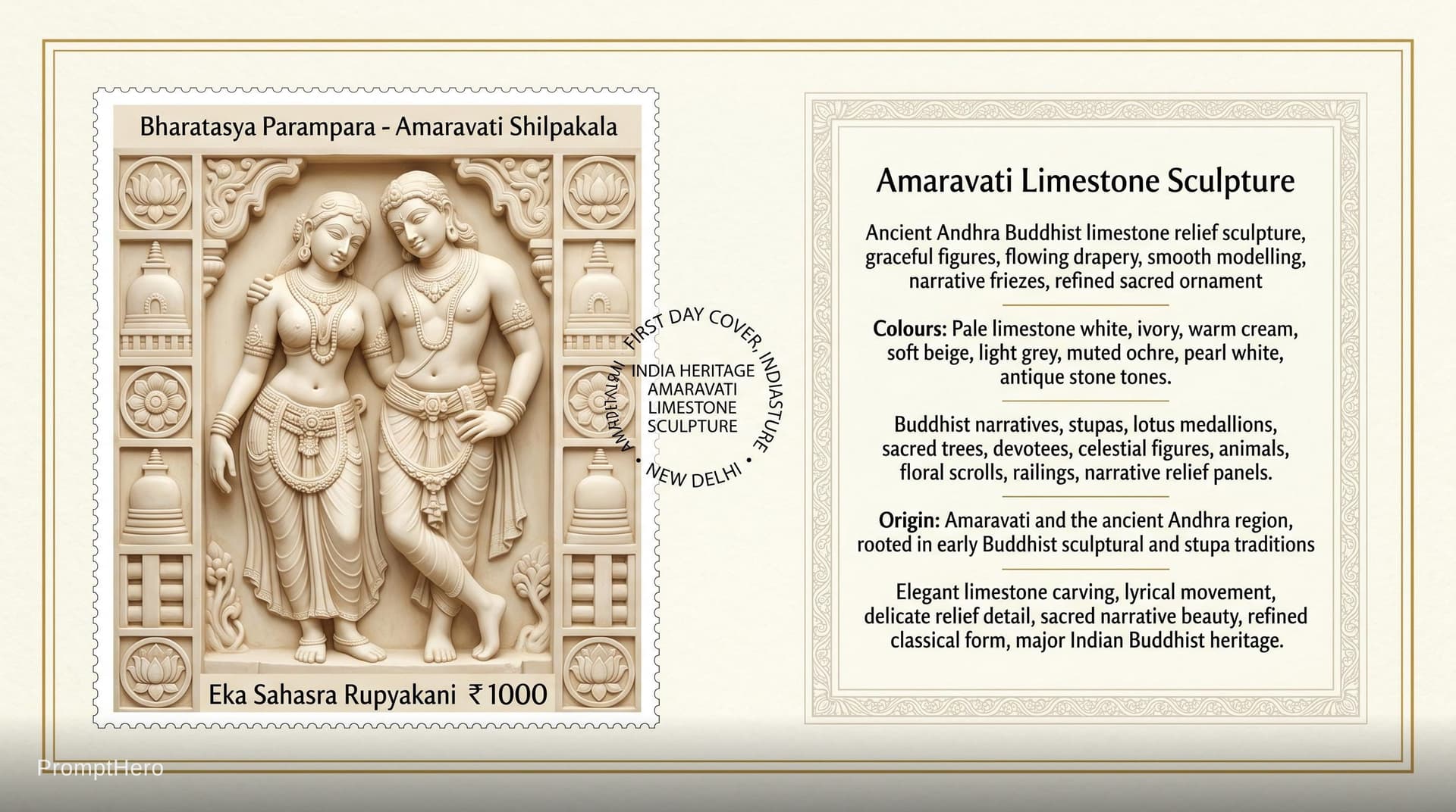 AI generated: Create a 16:9, 4K premium commemorative First Day Cover envelope inspired by India Post heritage des...