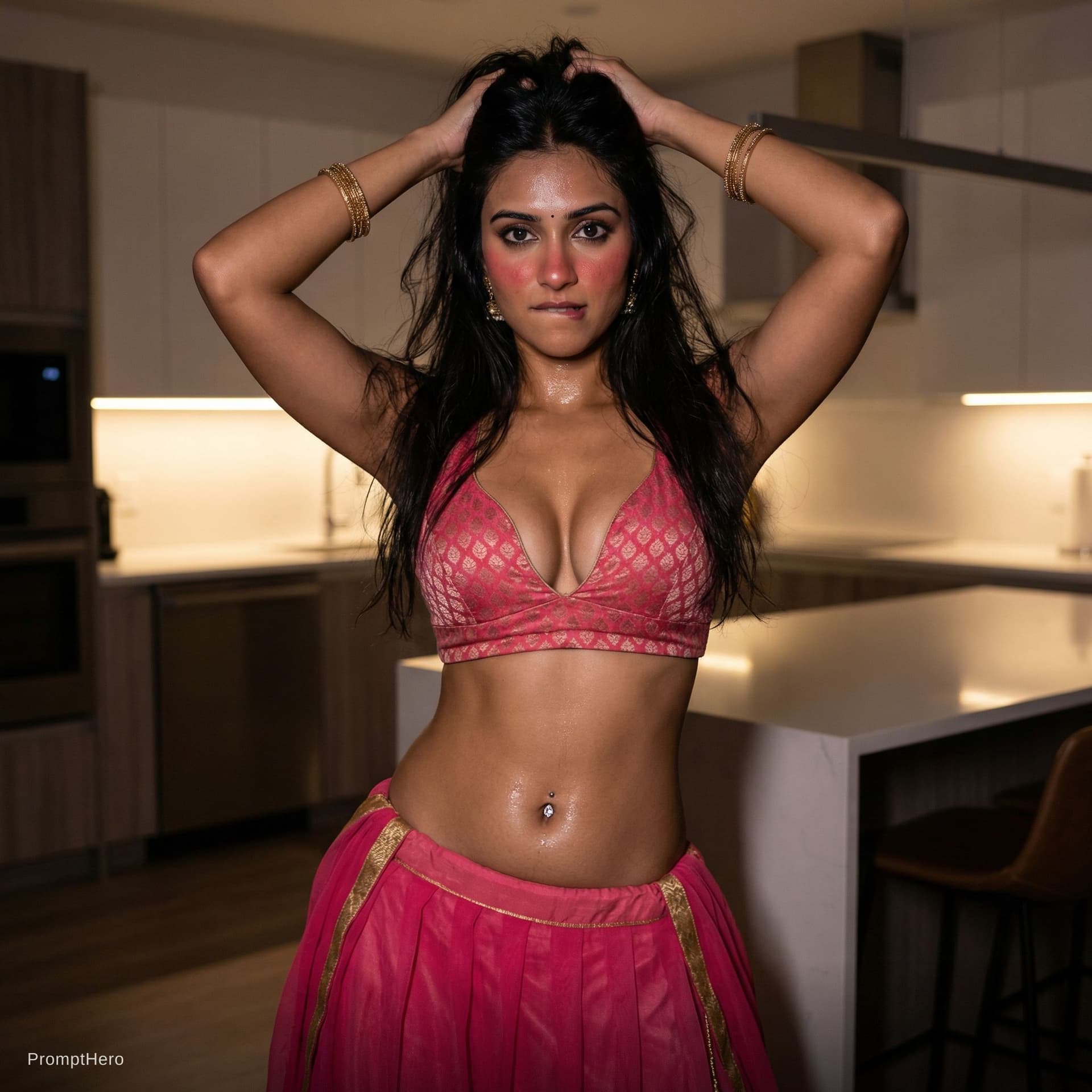 AI generated: Use the women in image, full body view from head to toe, no cropping whatsoever, complete legs and f...
