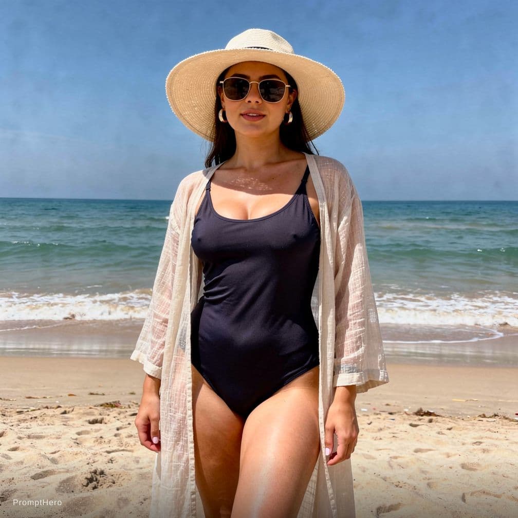 AI generated: Make this face on hot bikini 