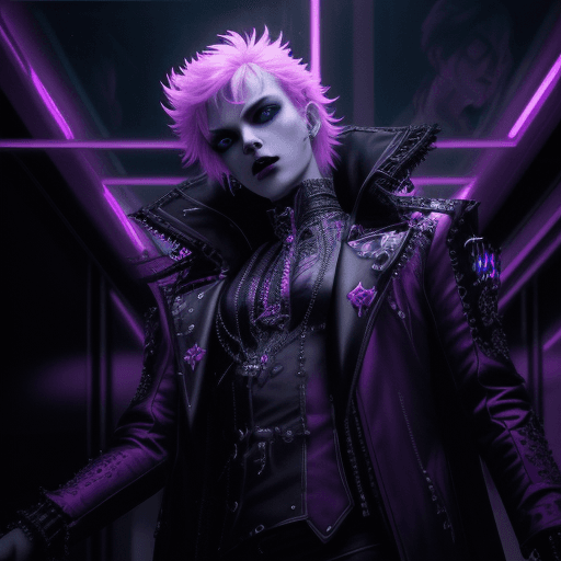 AI generated: vampire prince neón punk Ultra-detailed neon lights reflections, reflection mapping, intricate desig...