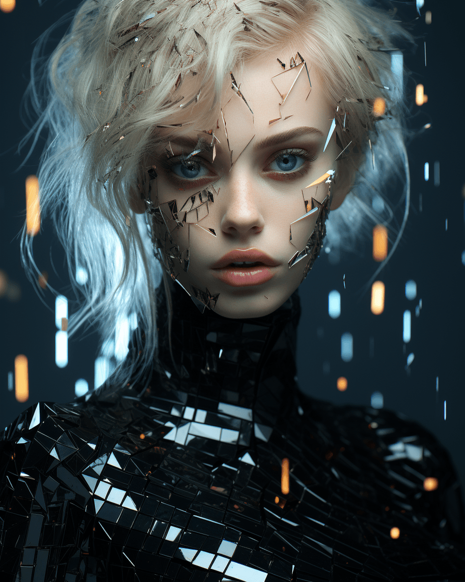 AI generated: broken pixels portrait, vogue aesthetic, cinematic, hyper-realistic, ultra detailed, 8k, UHD, gucci ...