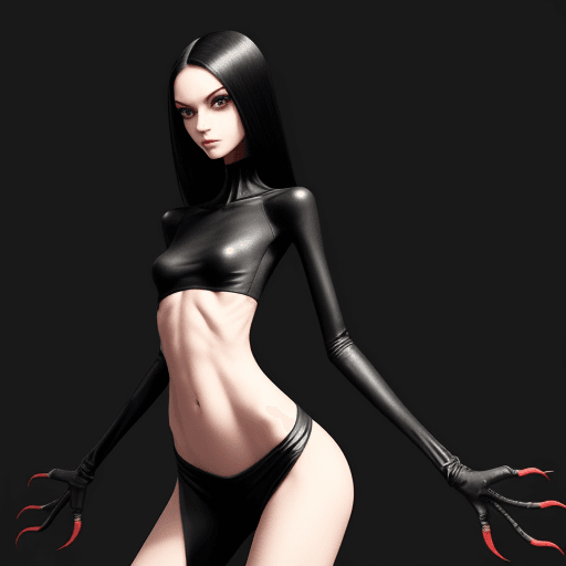 AI generated: ultra skinny girl with long black curved claws, 