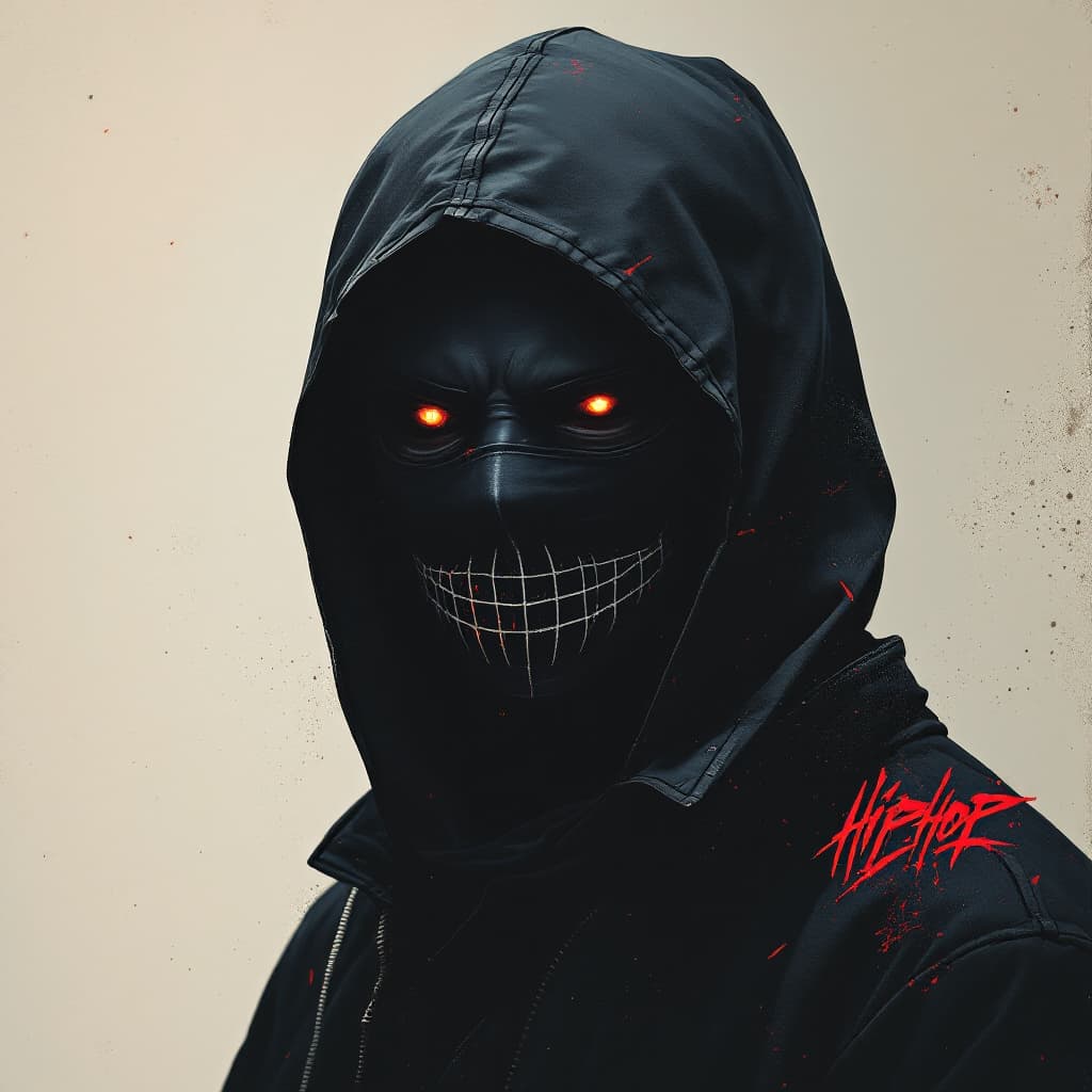 AI generated: hiphop album cover featuring a masked man 