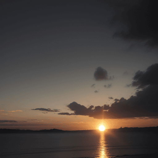 AI generated: sun at sunset big and black sky
