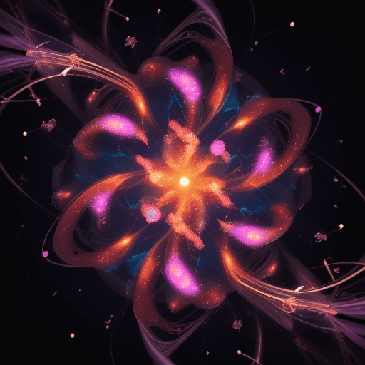 AI generated: The Nanoparticle Swarm - A mesmerizing phenomenon of luminous particles, swirling in an ever-changin...