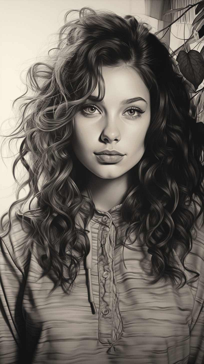 AI generated: a pencil drawing of a girl in a sweater, in the style of realistic hyper-detailed portraits, haifa z...
