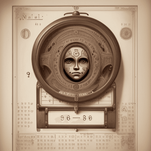 AI generated: Illustration of numbers, math simbols, composing a machine with human-like face, intricate details