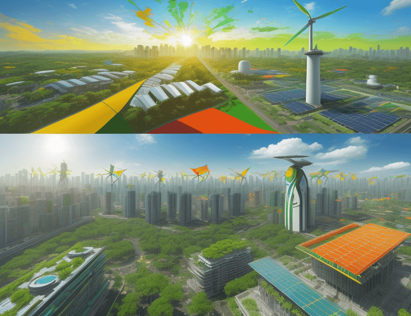 AI generated: A vibrant collage centered around a Indian flag, bursting with vibrant greens, blues, and energetic ...