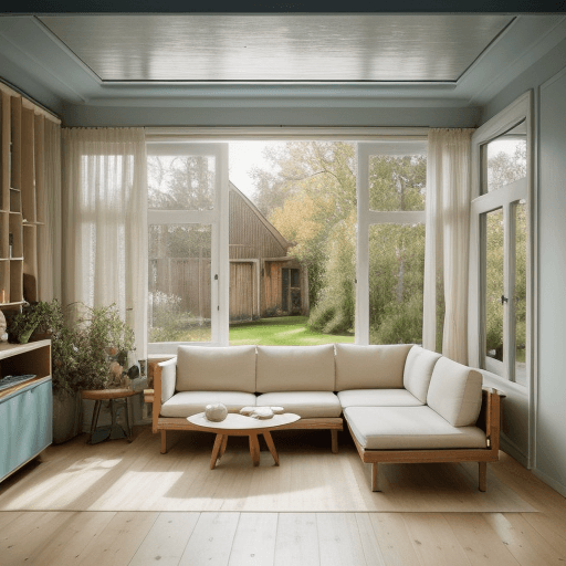 AI generated: High resolution photography interior design, dreamy sunken living room conversation pit, wooden floo...