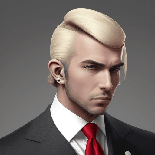 AI generated: A dapper man in trump style bandages his ear flap