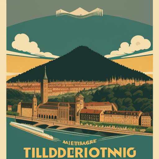 AI generated: vintage travel poster heidelberg, only graphic, retro style