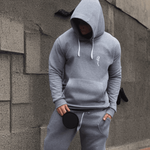 AI generated: tar21, wearing gray hoodie, wearing gym shorts