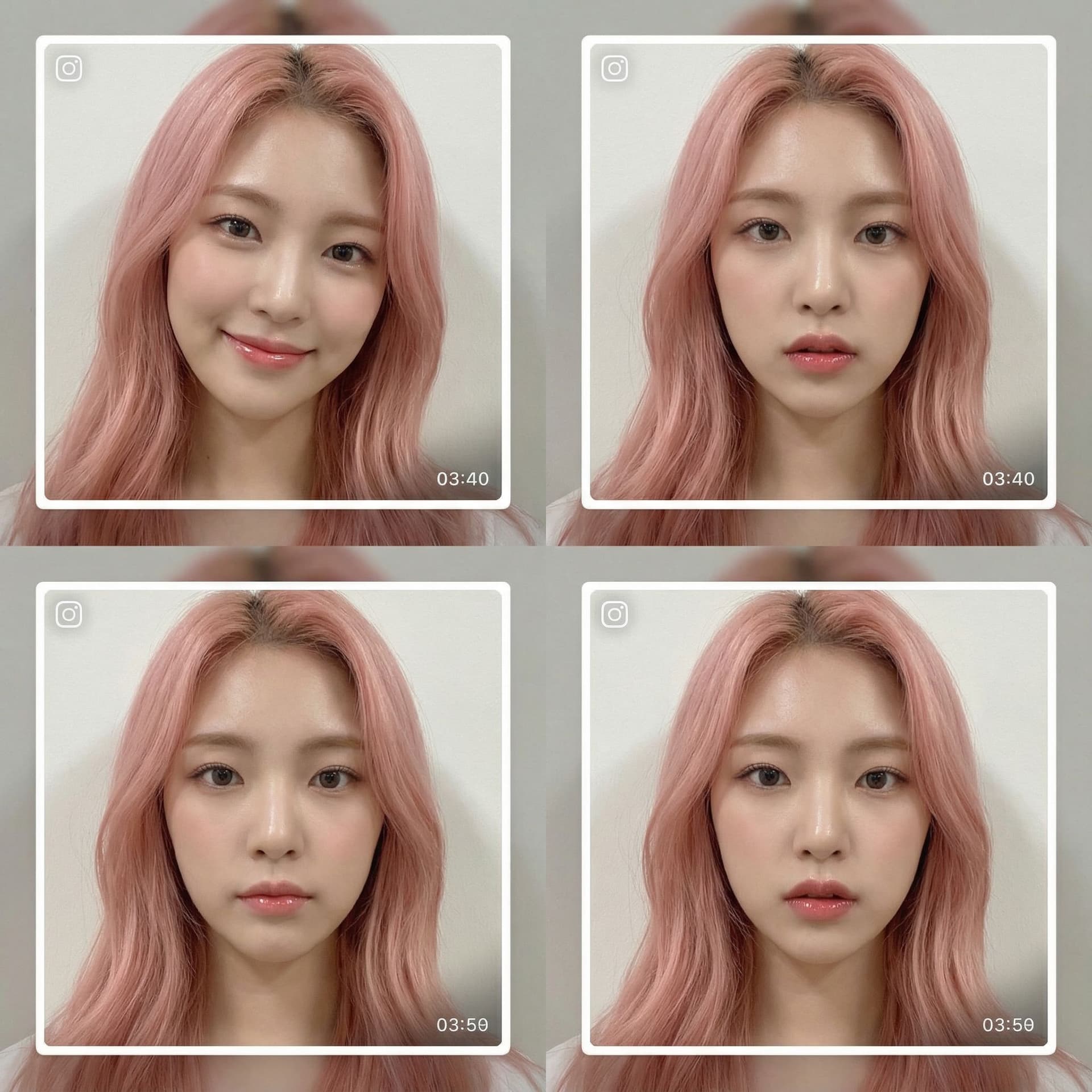 AI generated: Multi View, korean girl, 18~22yo,  instagram style portrate, Pink hair, gloss lips, natural makeup, ...