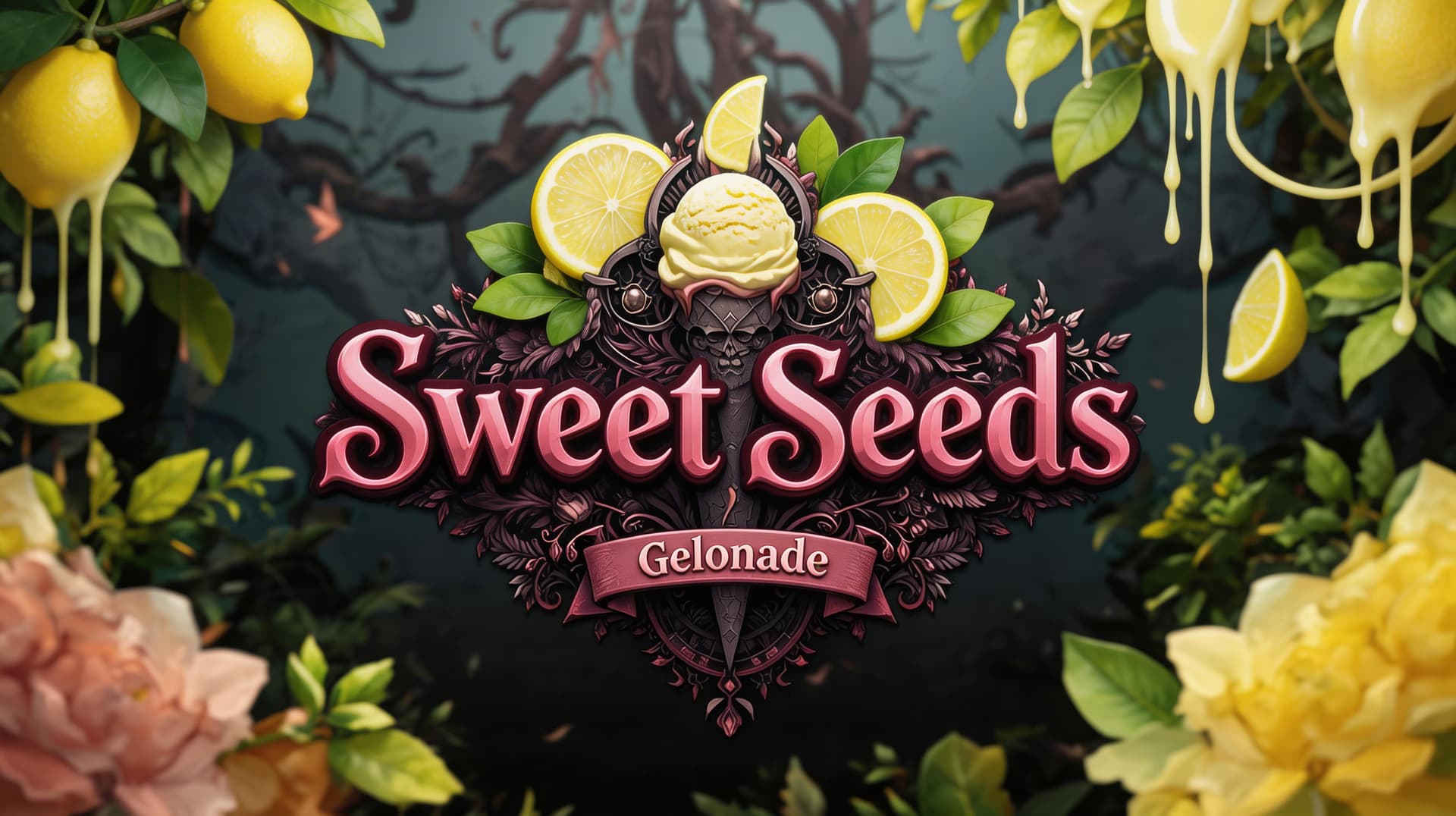 AI generated: Creat a Image in the same direction like the uploaded Picture, but use a Text with "Sweet Seeds " an...