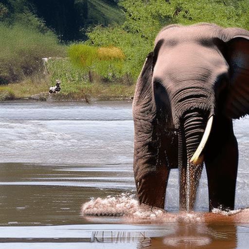 AI generated: Elephant bathing in the river