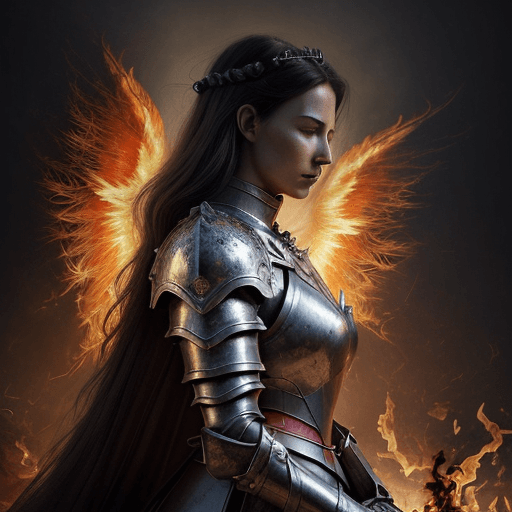 AI generated: Create a stunning digital painting featuring a knight in profile, a towering figure in armor weaving...