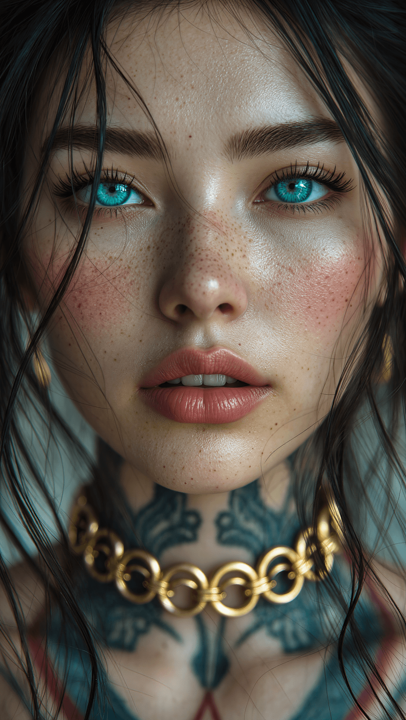AI generated: Ultra-photorealistic close-up portrait of a stunning young woman, captured on Canon EOS R5 DSLR with...