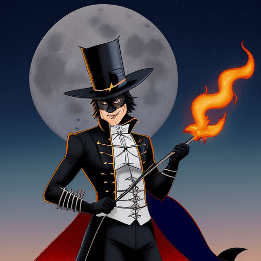 AI generated: un zorro de fuego con traje de espía en luna llena con su manada