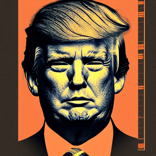 AI generated:  portrait trump, new york times illustration, collage, infographic, chart, data visualisation artwor...