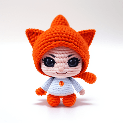AI generated: handmade diy caractor colecttion Nendoroid style (Amigurumi chibi orange cat, dynamic colors, cute t...