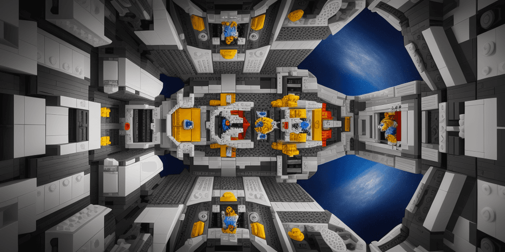 AI generated: inside of a lego spaceship where I can fit in people
