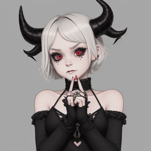 AI generated: VanripArt_05, VanripArt_08, in Helltaker style, a cute girly femboy with short girly hair and long s...