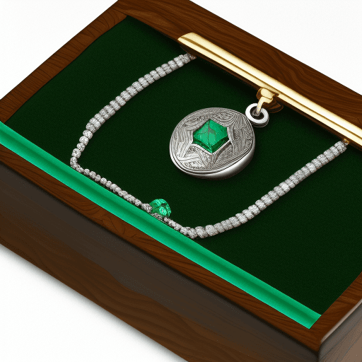 AI generated: Create a graphic image showing an open jewelry box, made of wood, leather, and fabrics that show sus...