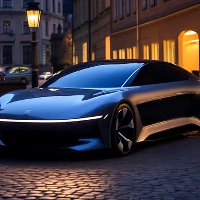 AI generated video: 180 degree pan of a concept sports car