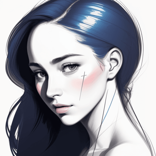 AI generated: sketch of a woman's face to shoulder, expressive line-work, in the style of beautiful portraits and ...