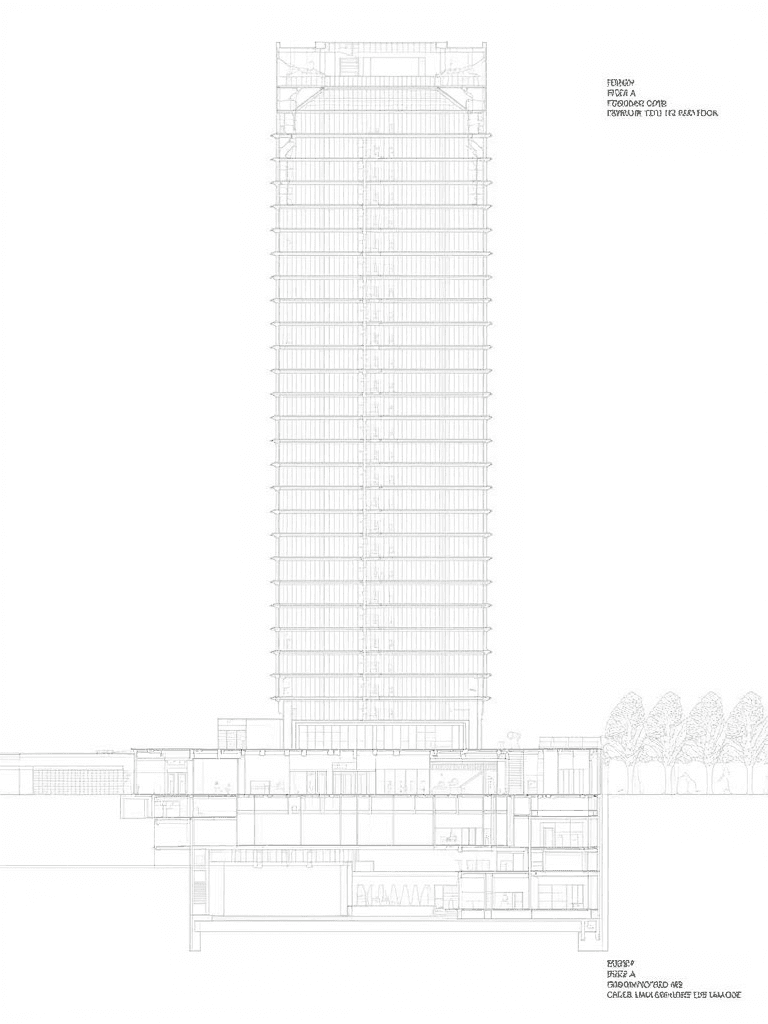 Modernist Building Section Drawing - Image 3