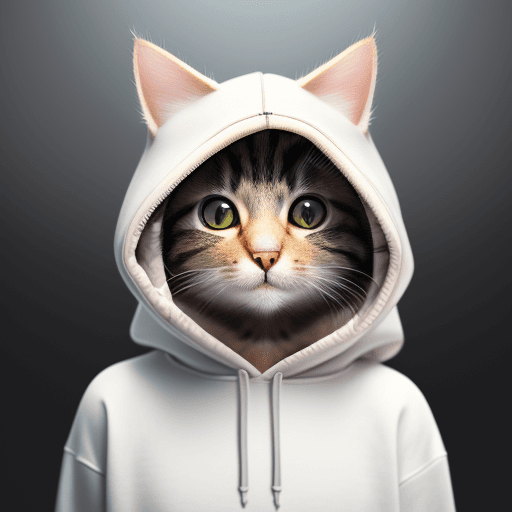AI generated: a cute cat wearing a hoodie, portrait, realistic,photographic style, realistic, hyper realism, --ar ...