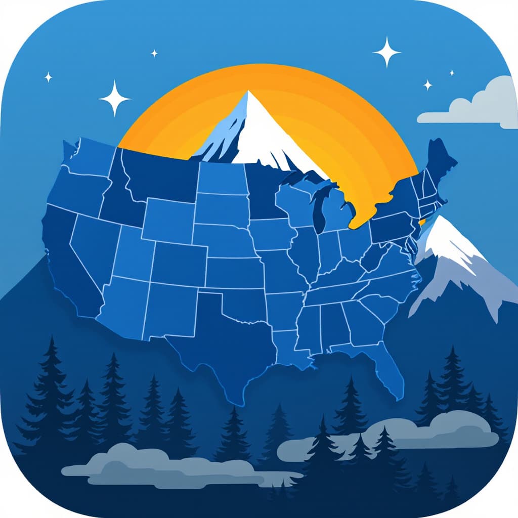AI generated: Create an iOS app icon for an app that tracks states of the US a user has visited. There should be n...