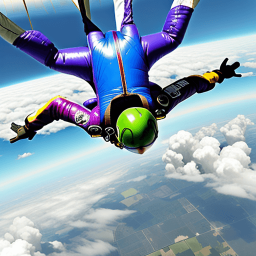 AI generated: Skydiver falling through the clouds